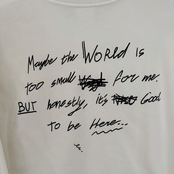 Zara white mid weight sweatshirt with text on front and back. NWOT M - Picture 6 of 15